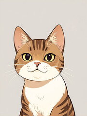 Obraz premium cartoon style, Close-up of Sokoke (cat), isolated on a white background