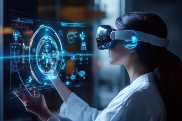 Doctor using futuristic virtual interface technology