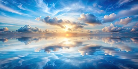 Obraz premium Illusion art of water and sky merging macro serene watercolors peaceful growth Symmetrical