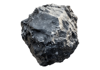 Dark rock asteroid . Isolated PNG with transparent background.