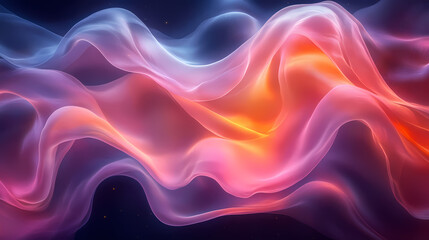 Fototapeta premium Abstract neon silk texture background design with smooth waves.