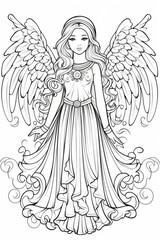 Christmas angel full body clipart on white background