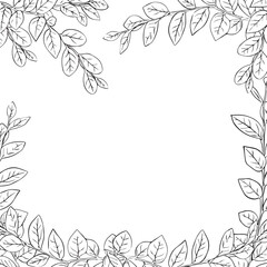 Obraz premium Frame of leaves, hand drawn in sketch style. Design for postcard, banner. Vector illustration