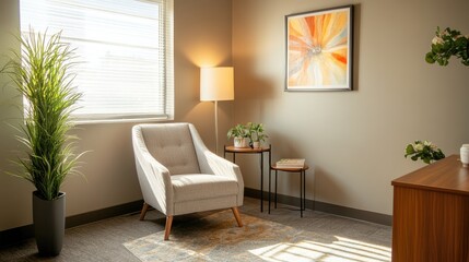 Cozy Therapy Room Designed for Client Comfort