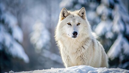 Fototapeta premium impressive snowy wolf with commanding presence