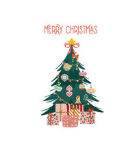 christmas card with christmas tree