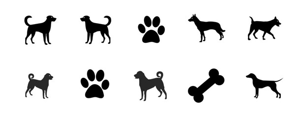 DOG VECTOR SILHOUETTE  ICONS  SET