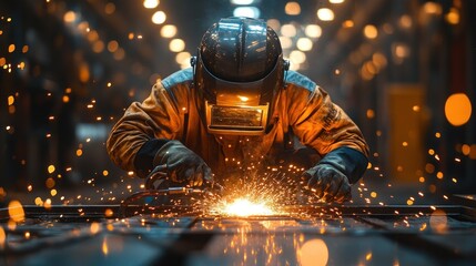 Industrial welding art bursting with sparks and energy