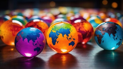 Macro Globe Icons: Flat Style World Wide Web Symbols