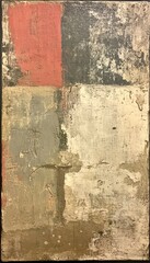 Abstract painting with textured brushstrokes and a mix of earthy tones.