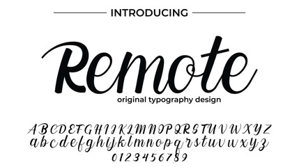Remote Font Stylish brush painted an uppercase vector letters, alphabet, typeface