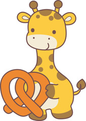 Set Vector Stock Illustrations Isolated of Baby Giraffe.
Cute giraffe animals with various activities.
Funny sticker of Giraffe animal kids.