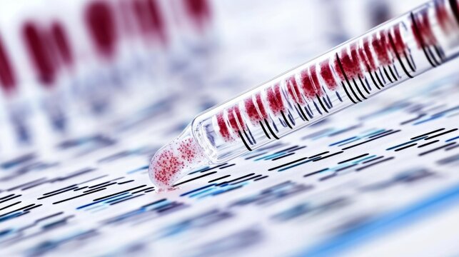 DNA Sequencing Analysis with Red Liquid Droplet and Pipette