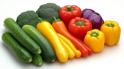 Fresh Colorful Vegetables   Peppers  Zucchini  Broccoli  Cucumbers