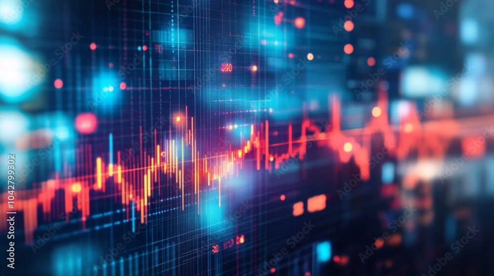Poster digital data visualization with dynamic graphs and lines