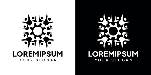 Human chain gear logo design template