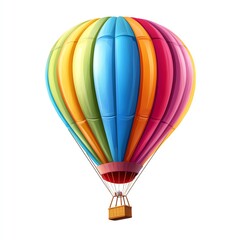 Fototapeta premium Colorful hot air balloon soaring in the sky, isolated on white background.