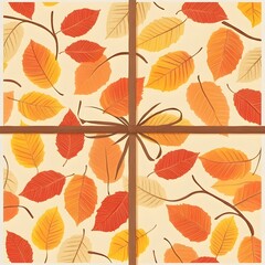 Seamless Autumn Leaf Gift Wrap Pattern with Printable Flat Background Design