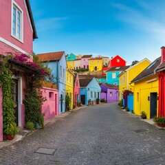 Fototapeta premium Colorful Houses in a Vibrant Urban Village