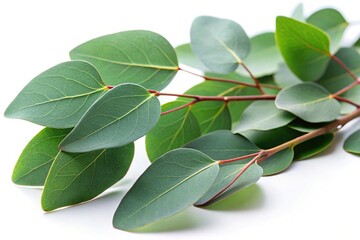 Eucalyptus leaves isolated on white background macro