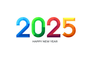 New Year 2025 poster design with colorful numbers. Concept for colorful design of greeting card flyer, banner, poster in abstract style.