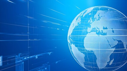 Bright Blue Global News Background with White Lines Offering Copy Space