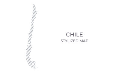 Stylized linear map of Chile in minimalistic style. Vector illustration of the map of the country.
