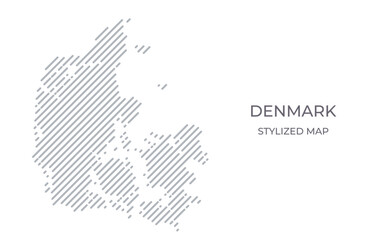 Stylized linear map of Denmark in minimalistic style. Vector illustration of the map of the country.