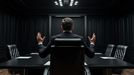 People in suits practicing speech in conference room