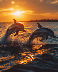 Image of Wild dolphins jumping in the waves of the open ocean, close up.
printed on Printed Glass Basin Splashbacks