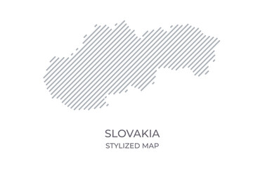 Stylized linear map of Slovakia in minimalistic style. Vector illustration of the map of the country.