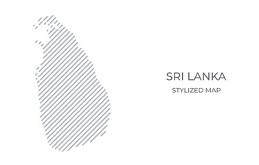 Stylized linear map of Sri Lanka in minimalistic style. Vector illustration of the map of the country.