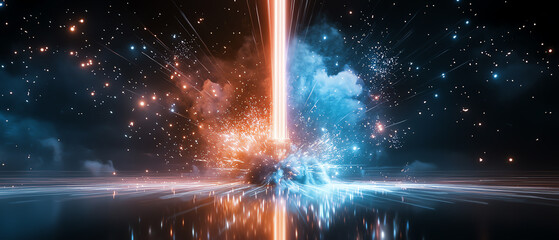 A dazzling display of colorful fireworks illuminating the night sky in a mesmerizing finale of explosive beauty