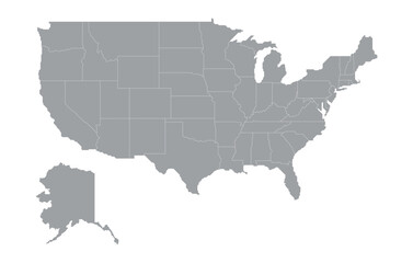 Fototapeta premium Stylized map of the United States with states. Map of usa with all states in minimalistic modern style.