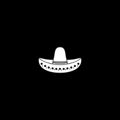 Traditional Mexican sombrero hat icon isolated on dark background