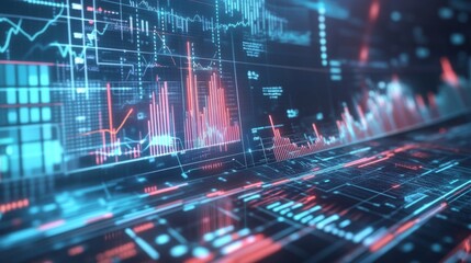 Futuristic Data Visualization with Graphs and Charts