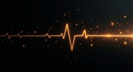 Media transparency in black and gold with blending gradients, medical cross, and heartbeat lines, symbolizing clear communication on health issues. Texture overlays create spatial complexity.