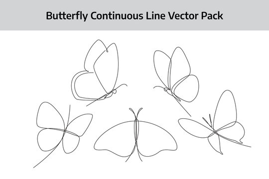 butterfly continuous line drawing template good for celebration usage. continuous line element illustration. vector pack lineart. monoline asset.