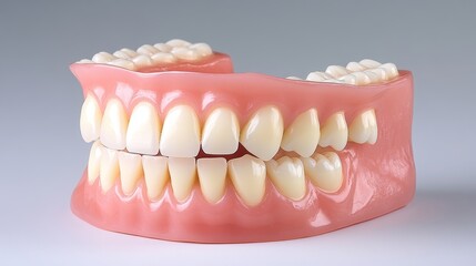 Obraz premium Full Denture Model with White Teeth on Grey Background