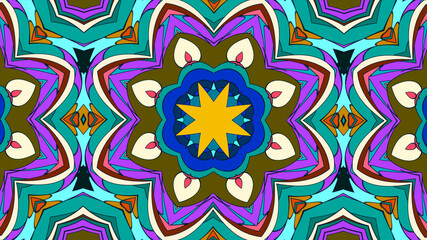Colorful symmetrical abstract kaleidoscope background pattern for summer 