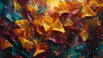 Naklejka premium Vibrant Nachos with Colorful Texture and Detail