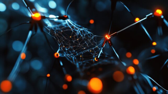 An extreme close-up of a percutaneous neural interface electrode array interfacing with neural signals for prosthetic control, Neural interface technology style, photo of