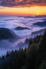 Obraz premium Mountain Range Sunset