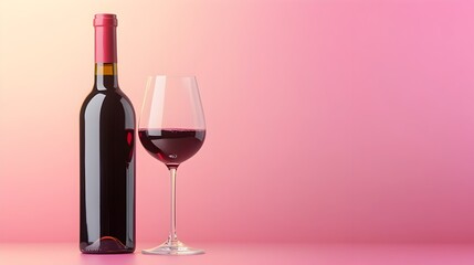 Elegant French Wine Bottle and Glass on Soft Gradient Background
