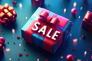 Fototapeta premium Colorful Gift Package with Sale Announcement