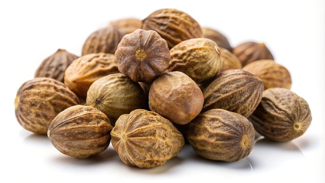 Isolated Triphala fruit on white background with clipping path