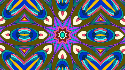 Colorful symmetrical abstract kaleidoscope background pattern for summer 