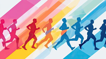 Dynamic Silhouettes of Runners in Vibrant Colors