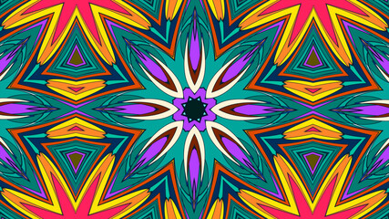 Colorful symmetrical abstract kaleidoscope background pattern for summer 