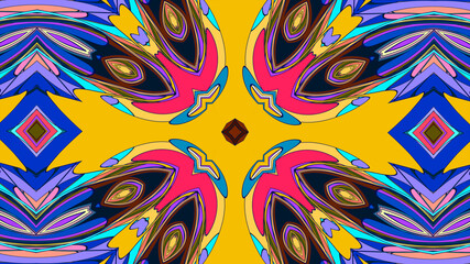 Colorful symmetrical abstract kaleidoscope background pattern for summer 